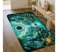 Tapis cascade, nature, bulles fantaisie, roches, printemps bleu sarcelle, tapis à poils courts en éponge à imprimé rectangulaire, tapis de buanderie, salle de bain, porte, entrée, décoration 0,9 x 1,5