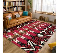 Tapis casse-noisette de Noël festif à rayures royales rouge à poils courts en éponge pour salon, chambre à coucher, salle de classe, appartement, décoration 1,5 x 2,1 m