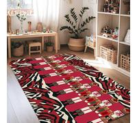 Tapis casse-noisette de Noël festif à rayures royales rouges rectangulaires antidérapantes pour salon, chambre à coucher, couloir, bureau, 1,2 x 1,8 m