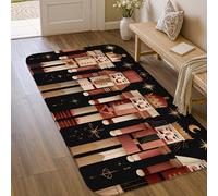 Tapis casse-noisette de Noël festif avec étoile royale de Noël - Tapis rectangulaire à poils courts en éponge - Ne perd pas ses poils - Pour salle de bain, chevet, entrée - Décoration de porte - Noir