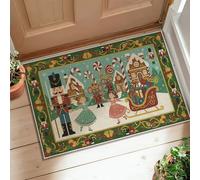 Tapis casse-noisette - Tapis de Noël festif en sucre d'orge, maison en pain d'épices avec envers antidérapant - Tapis rectangulaire qui ne perd pas ses poils - Décoration de salle de bain, entrée