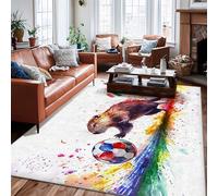 Tapis castor, motif ballon de football ludique, éclaboussures colorées, sans multicolore, envers antidérapant, tapis rectangulaire qui ne perd pas ses poils pour salon, chambre à coucher, décoration