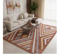 tapis chambre 120x160 tissé orange et gris rectangle motif ethnique SOLGA A