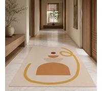 Tapis Chambre, 150 x 200 cm, Abstrait géométrique Moderne Beige Marron Jaune Rouge, Tapis Deco Chambre Ado Fille Clean Girl Aesthetic Rugs for Bedroom,