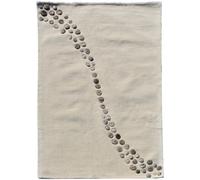 tapis chambre 160x230 fait à la main en laine beige et gris motif simple