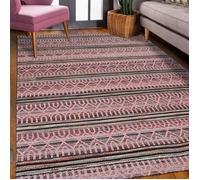 tapis chambre 60x110 fait à la main rose rectangle motif ethnique VORELA