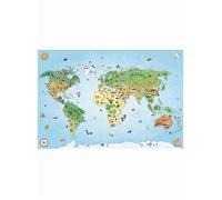 tapis chambre 70x95 tissé bleu rectangle motif enfant WORLD MAP
