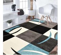 tapis chambre 80x150 tissé bleu rectangle motif géométrique DIAVIRGULE