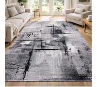 tapis chambre 80x150 tissé gris rectangle motif abstrait LYN1 TABLO