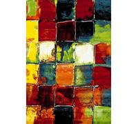 tapis chambre 80x150 tissé multicolore rectangle motif géométrique LYN8 BE 39
