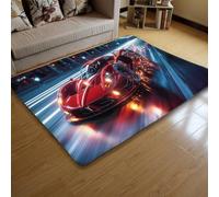 Tapis Chambre à Coucher Adolescents Garçons Moto Course Extrême Doux Flanelle Course de Formule Tapis pour Salon, Chevet Couloir Accessoires de Décoration pour Salle de Jeux, 140x180 cm, Color 1