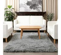 Tapis Chambre Adulte 130 x 370 cm, Soft à Poils Longs Moelleux, Antidérapant, Intérieur Moderne Décoration, pour Salon Soft Fluffy Area Rugs Tapis, Gris argenté