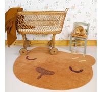Tapis chambre bébé coton lavable ourson sandel caramel 100X150
