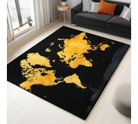 Tapis Chambre Carte du Monde Abstraite 140x200cm Tapis Salon Doux et Moelleux, avec Envers Antidérapant, Moquette Sol Intérieur Lavable Style Imprimé 3D
