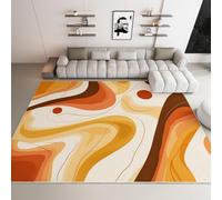 Tapis Chambre Doux Lavable Antidérapant Carpet Vagues Abstraites Tons Terre Géométriques Tapis pour Enfants Decoration Intérieur Moquette pour Salle à Manger Porche Tapis de Salon 120x170 cm