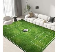 Tapis Chambre Enfant, 80x120 CM Tapis De Football Chambre, Tapis pour Enfants, The Carpet, Tapis Terrain De Foot, Football Tapis, Tapis Salon Bain Lavable Anti Derapant (Vert)