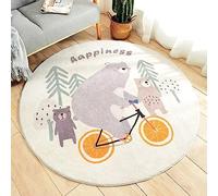 Tapis Chambre Enfant Bebe Fille Garcon Rond Ø 160 cm Ours Gris de Dessin animé Tapis Rampant pour Bébé Grand Tapis Doux Petite Chambre d'enfant Salon