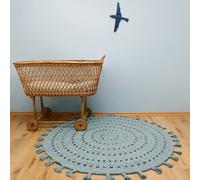 Tapis chambre enfant coton crochet nila vert pale Diam 120cm