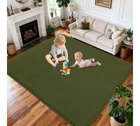 Tapis Chambre Enfant pour Jouer et Marcher Antidérapant 200 x 290 cm Tapis de Sol Bebe Mousse 2CM d'épaisseur, Tapis d'éveil bébé pour Salon Entrée Chambre Passage Couloir Tatami Grand Vert Militaire