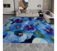 Tapis Chambre Enfants, Tapis Salon Poils Courts Doux Élégant Floral Charmant Soft-Touch Entretien Facile - Paillasson Lavable en Machine pour Zones de Passage, Bleu, 180 x 240 cm