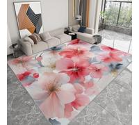 Tapis Chambre Enfants, Tapis Salon Poils Courts Fait À La Main Doux Floral Aquarelle Soft-Touch Entretien Facile - Lavable en Machine pour Zones de Passage, Rose Grisé, 120 x 170 cm