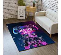 Tapis Chambre Moderne Gamer Contrôleur Antidérapant Graffiti Jeu Console Décoration Tapis Bleu Noir Violet Rose Flanelle Tapis Doux pour Adolescent Enfant Garçon Homme (160_x_240_cm,Couleur 01)