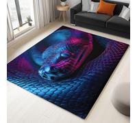 Tapis Chambre Modernes Fantaisie Portrait Python 140 X 200 Cm Tapis Antidérapant À Poils Courts, Intérieur Moelleux Épais, Facile À Entretenir Pour Salon, Salle À Manger, Bureau À Domicile, Bleu