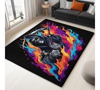 Tapis Chambre Modernes Graffiti Flamme Faucille 120 X 170 Cm Tapis Antidérapant À Poils Courts, Intérieur Moelleux Épais, Facile À Entretenir Pour Salon, Salle À Manger, Bureau À Domicile, Noir
