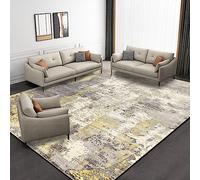Tapis Chambre Salon à Poils Courts Doux, Antidérapant, Lavable pour Cuisine, Salle à Manger, Terrasse et Couloir Étroit Style d'encre Abstrait Moderne Jaune 120 x 160 cm