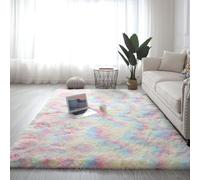 Tapis Chambre Soft Tapis à Poils Interieur Maison Tapis pour Chambre Salon Couloir Moelleux Antidérapant Tapis, Tapis de Plancher Tapis Moderne Tapis Shaggy Tapis de Décoration (Arc en Ciel,160*200cm)