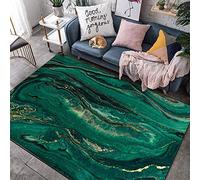 Tapis Chambre Tapis de Salon Style Moderne Tapis Antidérapant Poils Courts Tapis Abstract Emerald Green Golden Rock Pattern 200 x 300 cm (6'6''x9'8'')