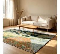Tapis Champ Fleurs Sauvages Paysage Jardin botanique Lavable Tapis Doux Fin Poil Ras antidérapant Art impressionniste carpette Salon Chambre 180x270cm