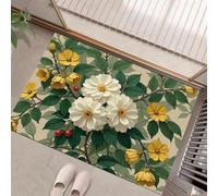 Tapis Changer la Chanson Fleurs Naturelles Baies de Fleurs Blanches Élégantes Paillasson Exterieur Entree Paillasson Interieur Antidérapant Lavable Tapi Entree Interieur90 x 150 cm