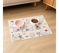 Tapis Chat Gamelle, 2 Pcs Tapis Nourriture Chat 30x40cm, Anti-Griffures Tapi pour Gamelle Chien, Tapi pour Gamelles Chats Facile à Nettoyer, pour Gamelles de Nourriture, Gamelles D'eau, Blanc