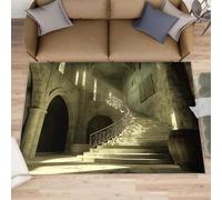 Tapis château médiéval - Tapis de salon - 140 x 200 cm - Tapis ancien à poils courts - Tapis rétro mystère antidérapant - Facile d'entretien - Pour chambre de garçon, salle à manger