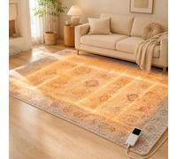 Tapis Chauffant Électrique au Graphène, Tapis de Sol à Chauffage Rapide | Tapis Esthétique Vintage avec Télécommande Numérique, Température et Minuterie Précises à 60 Niveaux(200x340cm/78.7x133.9in)