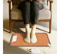 Tapis chauffant électrique en graphène - 50 W - Deux niveaux de température - Télécommande filaire - Grain de bois - Idéal pour le bureau, la maison et les froides journées d'hiver