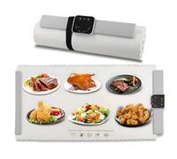 Tapis chauffant électrique pliable pour aliments - Température réglable de 60 à 100 °C avec panneau tactile et minuterie, tapis chauffant portable pour plats et boissons, format enroulable (White )