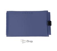 Tapis chauffant électrique pour aliments, coussin chauffant pliable en silicone pour aliments, plateau chauffant portable avec adaptateur et sangle pour la cuisine, couleur bleue