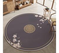 Tapis chauffant électrique rond, tapis chauffant d'intérieur | Silencieux et économe énergie, chauffe-plats vintage à placer sous un bureau, avec minuterie et chauffage rapide(A,80cm)