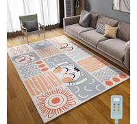 Tapis chauffant électrique, tapis chauffant doux et moelleux avec thermostat et minuterie, chauffage radiant d'intérieur antidérapant et résistant aux taches(A,59.1x78.7in)