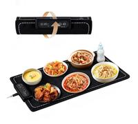 Tapis Chauffant for Aliments, Plateau Chauffant Électrique avec Température Et Minuterie Réglables À 3 Niveaux, Chauffe-Buffet Pliable for Comptoir De Cuisine, Buffet De Fête(Black)
