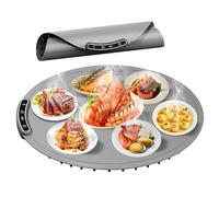 Tapis Chauffant Pliable en Silicone 60x60cm-Tapis Chauffant Serveur électrique,8 Niveaux de Température 50-120°C-8H de Maintien au Chaud-Idéal pour les Repas en Famille et les Buffet (Gris)