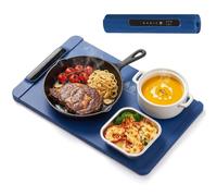 Tapis chauffant pour aliments - 66 cm x 38,1 cm - Plateau chauffant | Grand set de table chauffant en silicone avec 7 réglages de température et minuterie de 4 h pour garder les aliments au chaud