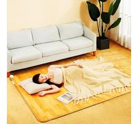 Tapis chauffant Tapis chauffant électrique en graphène, coussin chauffant en cristal de carbone à rayures en bois, tapis de sol chauffant, chauffe-pieds(50x100CM)