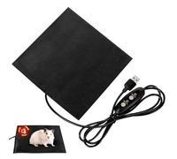 Tapis Chauffant USB pour Hamster, Réglable, Fibre Carbone, Noir, 14 CM | Surface Imperméable Facile à Nettoyer, Trois Niveaux de Chaleur, Câble Flexible de 1,2m, pour Cage ou Nid
