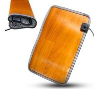 Fishtec - Tapis Chauffant Wood - Chaleur Rapide 2 Niveaux Bouton Poussoir Revêtement Effet Bois Dessous Antidérapant Film Carbone Infrarouge Puissance 60W Dimensions 50x30x0,8 Cm