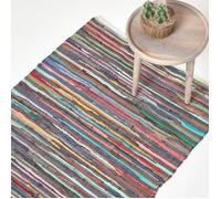 HOMESCAPES Tapis Chindi en coton recyclé, Tapis multicolore 60 x 90 cm