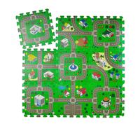 relaxdays Tapis Circuit, 9 pièces de Puzzle, sans polluants, Mousse EVA, Chambre d'enfants, L x P : 90 x 90 cm, coloré