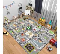 Tapis Circuit Voiture Rectangular Anti Slip Rug Soft Cosy Rug Tapis en Velours Cristal Imprimé Colourful Area Rugs Idéal pour la Décoration et Les Jeux dans la Chambre D’Enfant 80 * 120CM